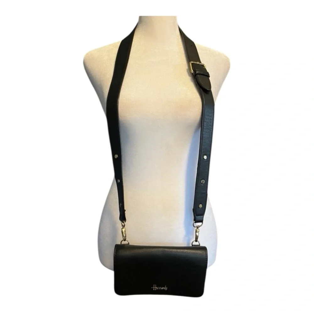 Harrods Small Black Thick Strap Crossbody New